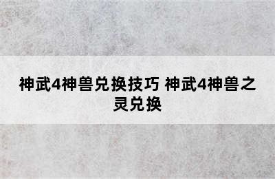 神武4神兽兑换技巧 神武4神兽之灵兑换